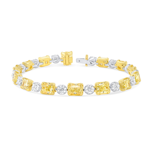 Uneek Natureal Collection Radiant Fancy Yellow Diamond Link Bracelet