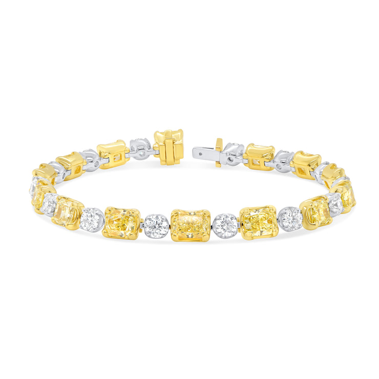 Uneek Natureal Collection Radiant Fancy Yellow Diamond Link Bracelet
