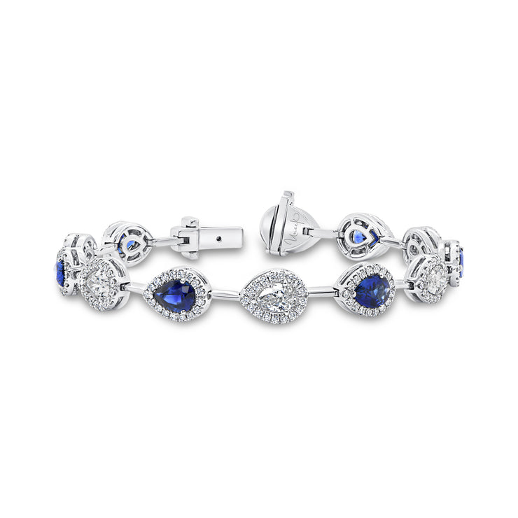 Uneek Precious Collection Halo Pear Shaped Tennis Bracelet