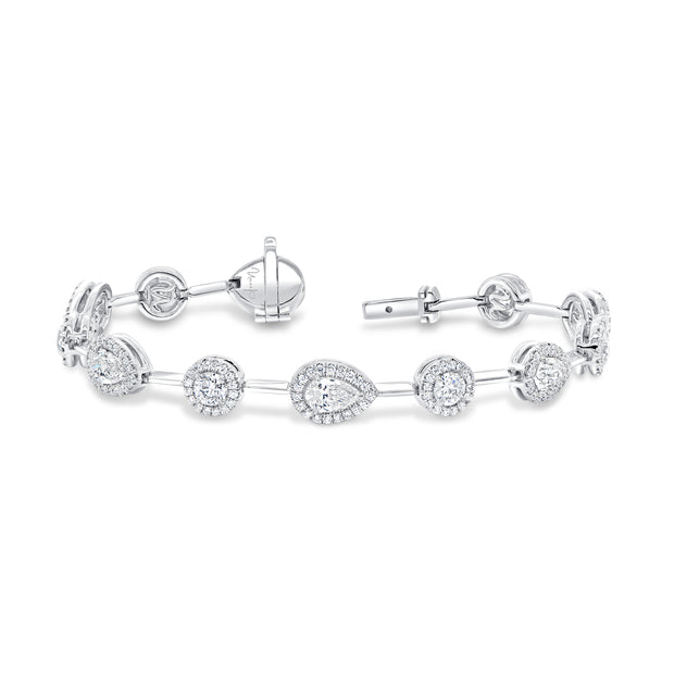 Uneek Signature Collection Halo Pear Diamond Link Bracelet