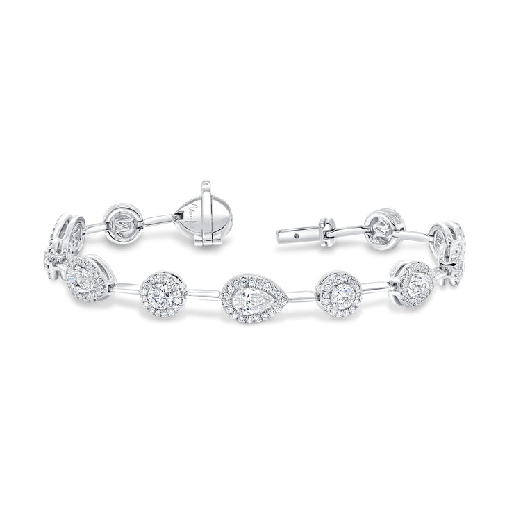 Uneek Signature Collection Halo Pear Diamond Link Bracelet