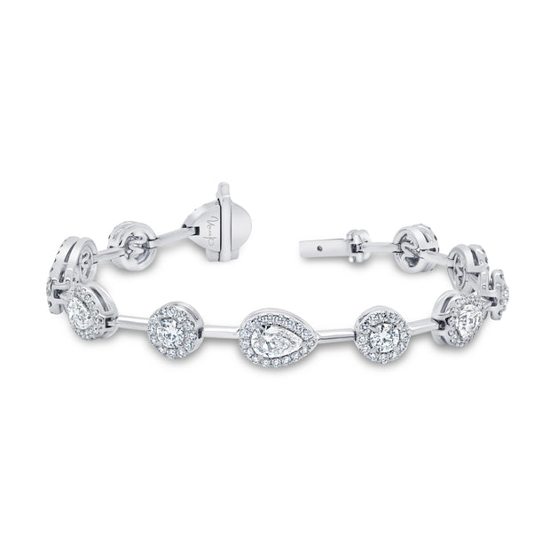 Uneek Signature Collection Halo Pear Diamond Link Bracelet