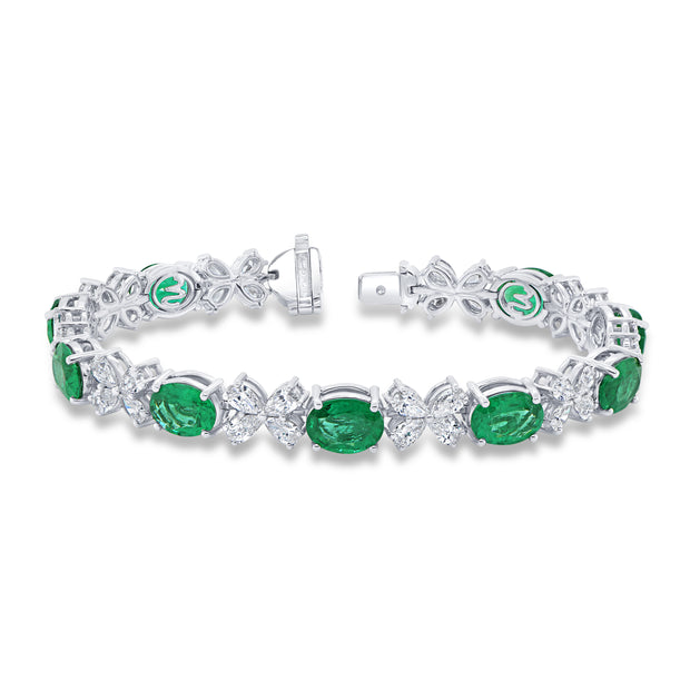 Uneek Precious Collection Oval Emerald Link Bracelet