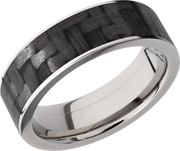Titanium 7mm flat band with a 6mm inlay of black Carbon Fiber