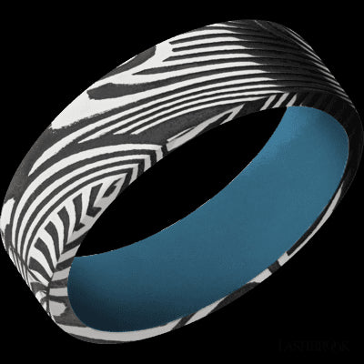 7 mm wide Flat Sunset band featuring a Royal Blue sleeve.
