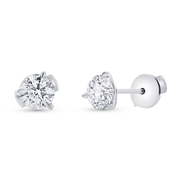 Uneek Solitaire Round Diamond Stud Earrings