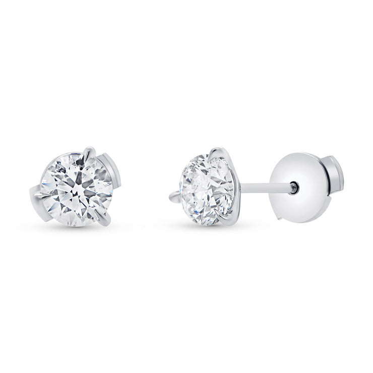 Uneek Solitaire Round Diamond Stud Earrings