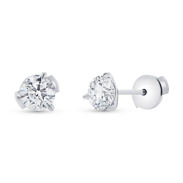 Uneek Signature Collection Solitaire Round Diamond Stud Earrings