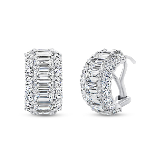 Uneek Signature Collection Emerald Diamond Huggie Earrings