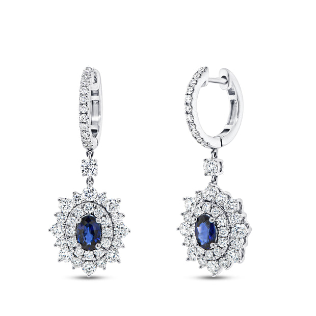 Uneek Precious Collection Double-Halo Drop Earrings
