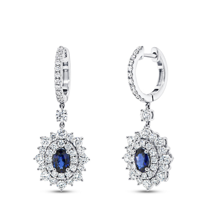 Uneek Precious Collection Double-Halo Drop Earrings