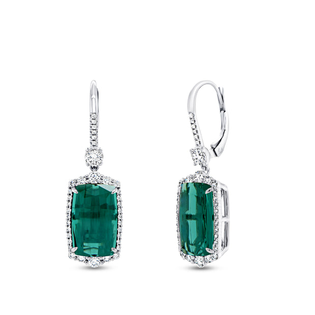 Uneek Precious Collection Green Tourmaline Drop Earrings