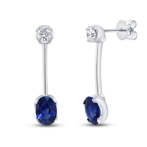Uneek Precious Collection Oval Blue Sapphire Drop Earrings