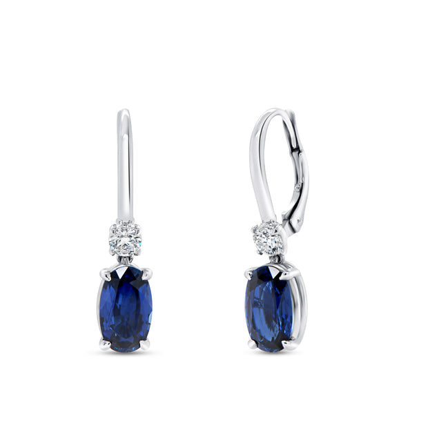 Uneek Precious Collection Cushion Blue Sapphire Drop Earrings