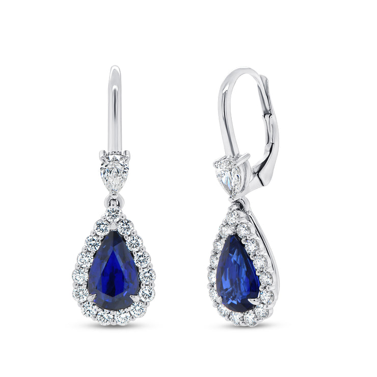 Uneek Precious Collection Blue Sapphire Drop Earrings