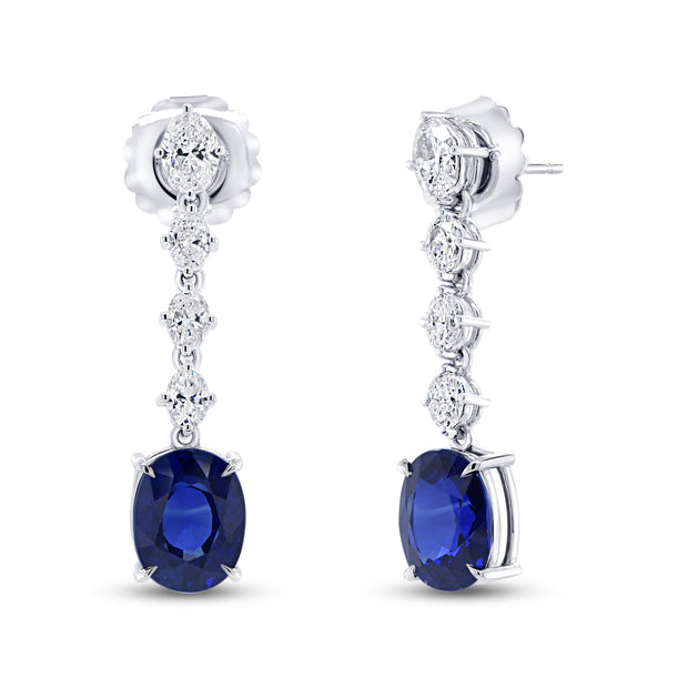 Uneek Precious Collection Oval Blue Sapphire Dangle Earrings