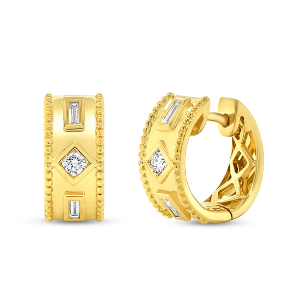 Uneek Alexandria Collection Straight Huggie Earrings