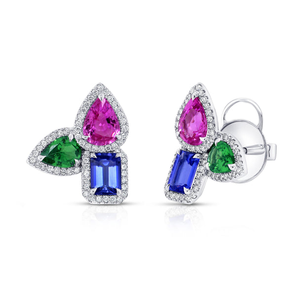 Uneek Precious Collection Garnet Stud Earrings