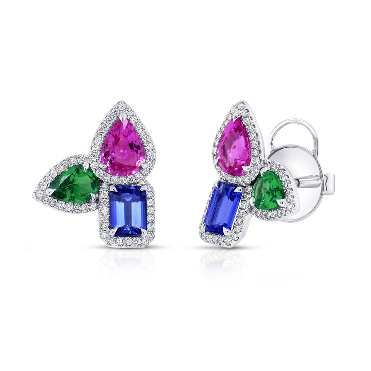 Uneek Precious Collection Garnet Stud Earrings