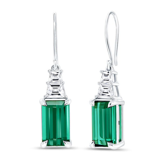 Uneek Precious Collection Emerald Green Tourmaline Drop Earrings