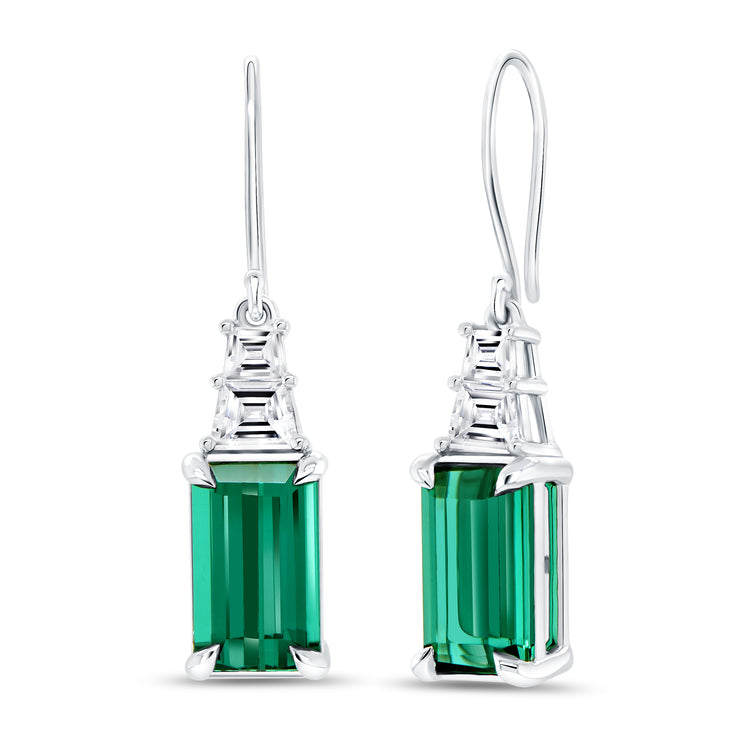 Uneek Precious Collection Emerald Green Tourmaline Drop Earrings
