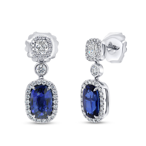 Uneek Precious Collection Blue Sapphire Drop Earrings