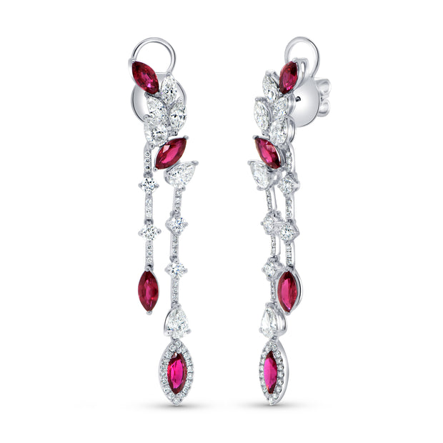 Uneek Precious Collection Drop Marquise Ruby Chandelier Earrings