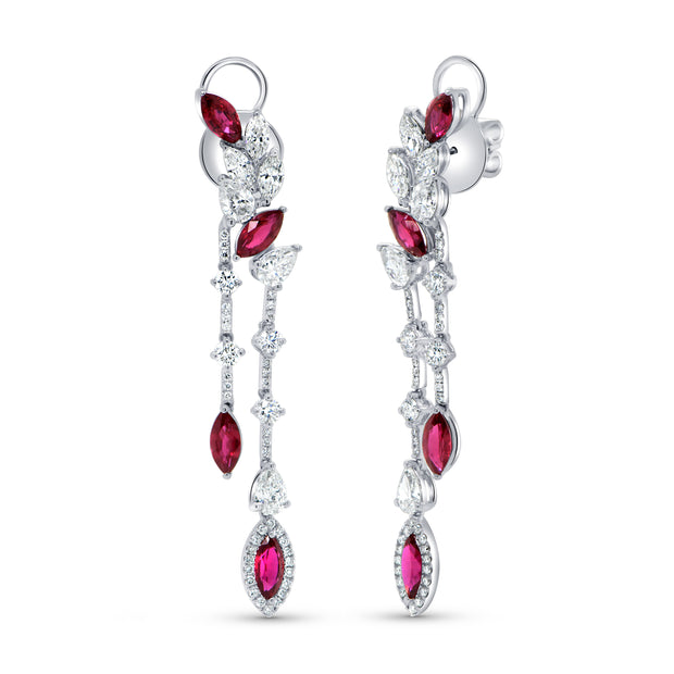 Uneek Precious Collection Marquise Ruby Chandelier Earrings