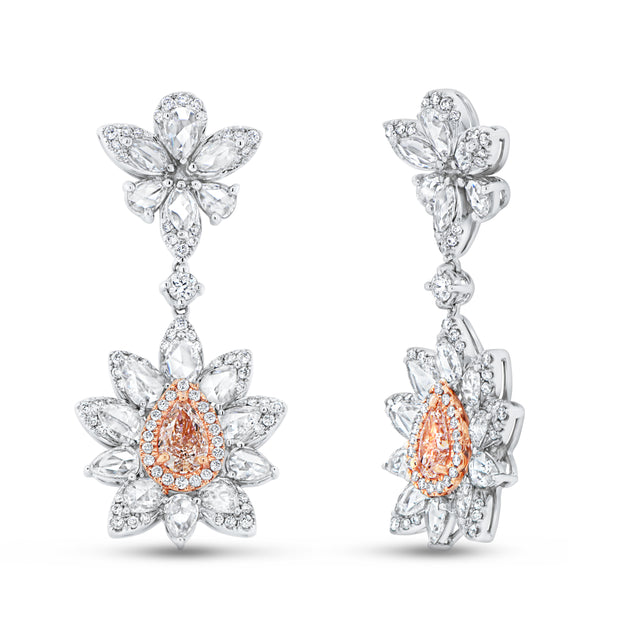 Uneek Natureal Collection Pear Pink Diamond Dangle Earrings