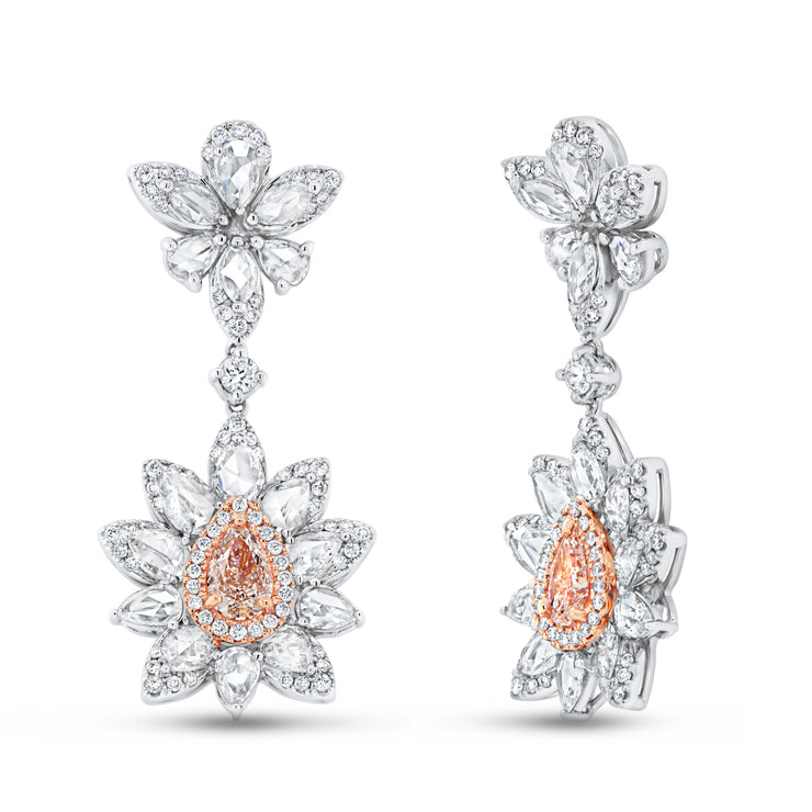 Uneek Natureal Collection Pear Pink Diamond Dangle Earrings