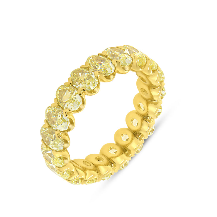 Uneek Eternity Collection 1-Row Oval Shaped Fancy Yellow Diamond Anniversary Ring
