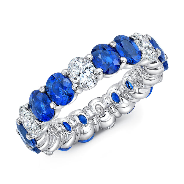 Uneek Precious Collection 1-Row Oval Blue Sapphire Eternity Ring