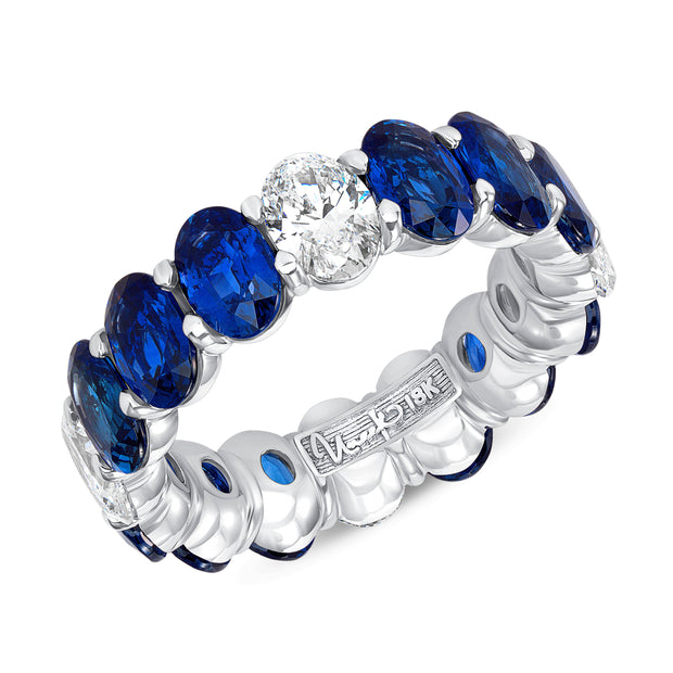 Uneek Precious Collection Eternity Oval Blue Sapphire Eternity Ring