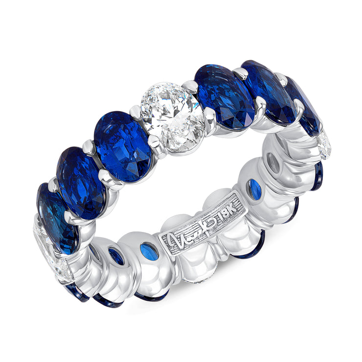 Uneek Precious Collection Eternity Oval Blue Sapphire Eternity Ring
