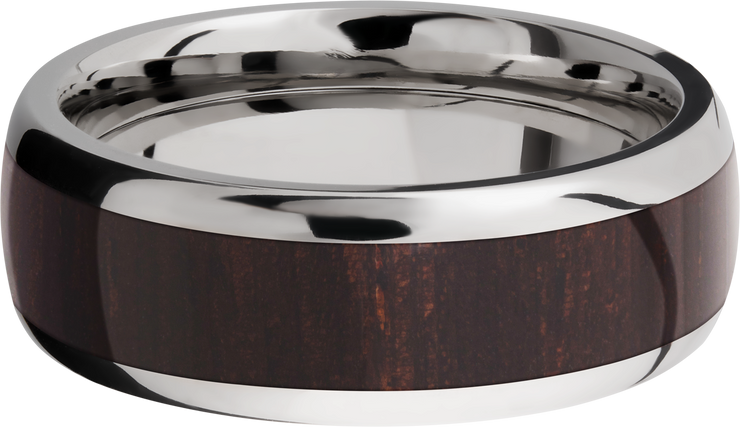 Titanium 8mm domed band with an inlay of Wenge hardwood