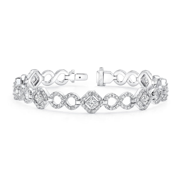 Uneek Princess-Cut Diamond Bracelet with Infinity-Style Pave Links