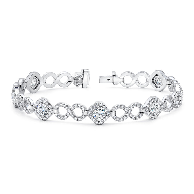 Uneek Round Diamond Bracelet with Infinity-Style Pave Links