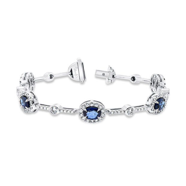 Uneek Precious Collection 1-Row Oval Blue Sapphire Link Bracelet