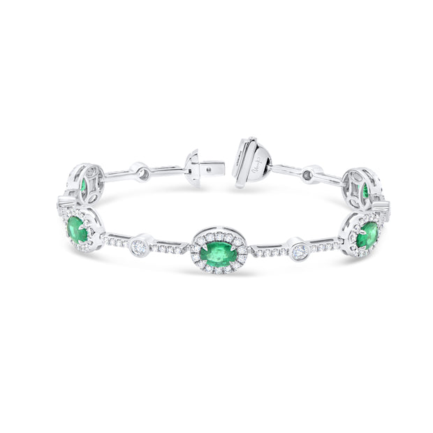 Uneek Precious Collection 1-Row Oval Emerald Link Bracelet