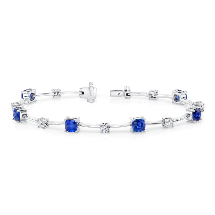 Uneek Precious Collection Cushion Blue Sapphire Link Bracelet