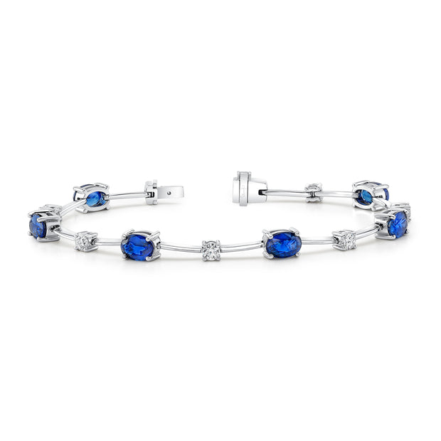 Uneek Precious Collection Oval Blue Sapphire Link Bracelet