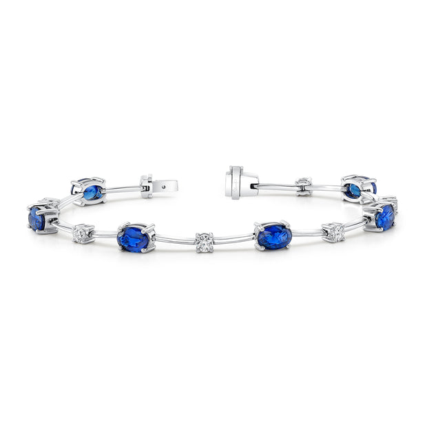 Uneek Precious Collection Oval Shaped Blue Sapphire Bracelet
