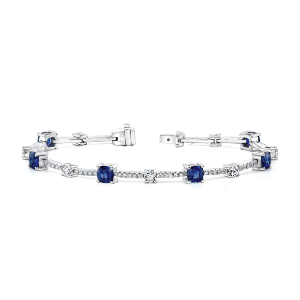 Uneek Precious Collection Cushion Blue Sapphire Link Bracelet