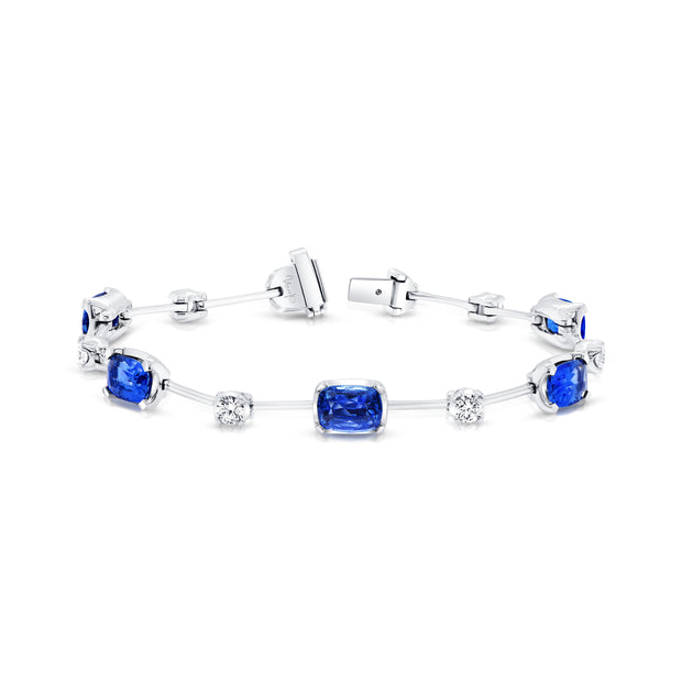 Uneek Precious Collection Cushion Cut Blue Sapphire Designer Bracelet