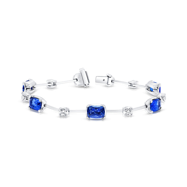 Uneek Precious Collection Cushion Blue Sapphire Link Bracelet