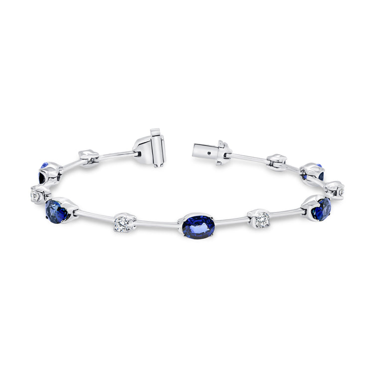 Uneek Precious Collection Oval Blue Sapphire Link Bracelet