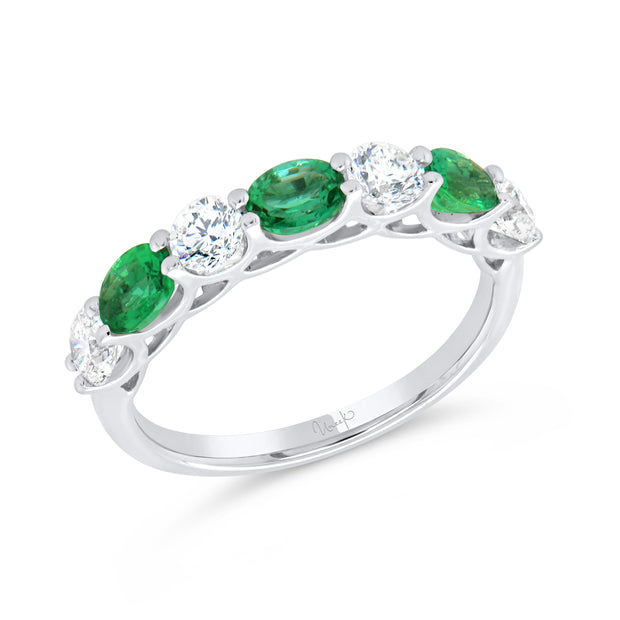 Uneek Precious Collection Seven-Stone Oval Emerald Stackable Ring