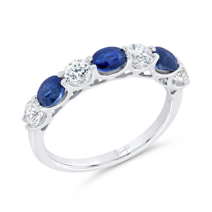 Uneek Precious Collection Seven-Stone Oval Blue Sapphire Stackable Ring