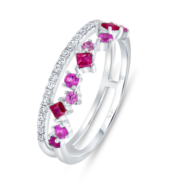 Uneek Precious Collection 2 Row Princess Ruby Fashion Ring