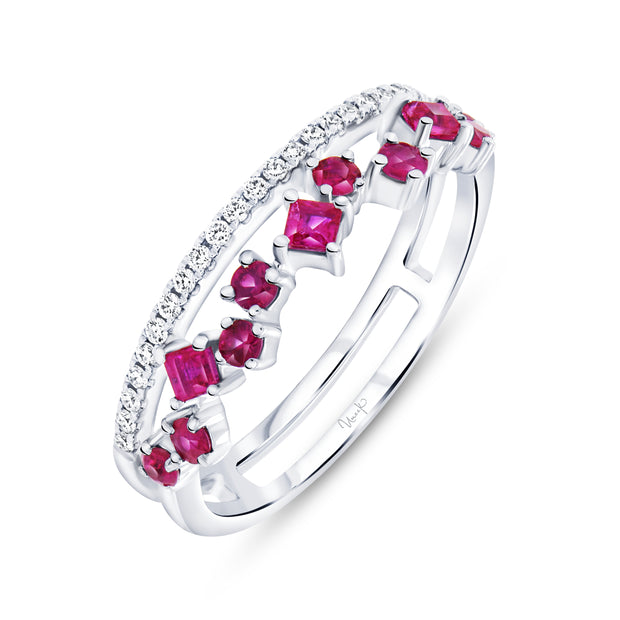 Uneek Precious Collection 2 Row Round Pink Sapphire Fashion Ring